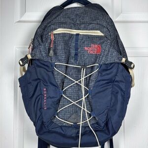 The North Face Borealis Backpack in Navy Blue with Cream Accents